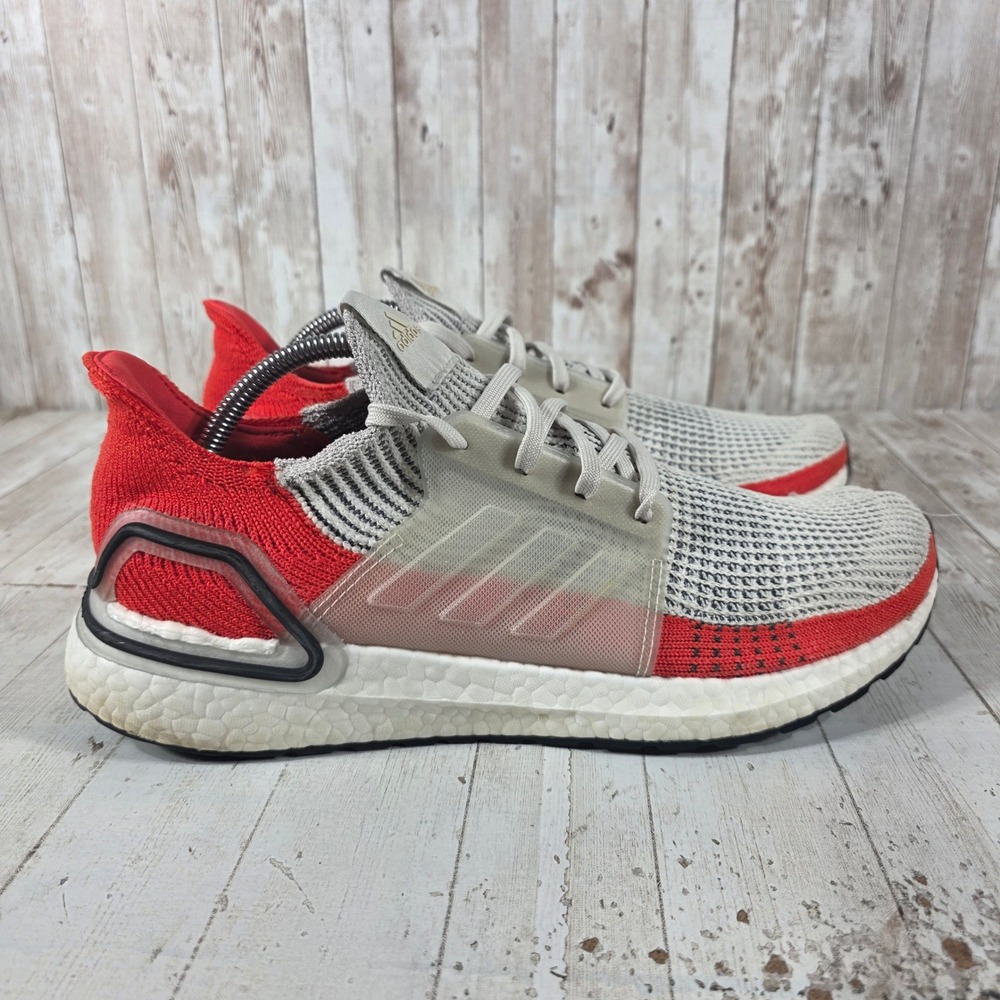 Adidas Ultraboost 19 Mens Running Shoes Raw White Active Red F35245 Size 11